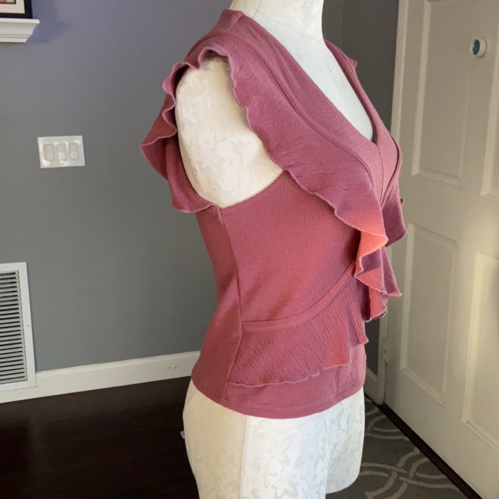 American Rag Cross Front Ruffle Knit Top - Picture 3 of 8